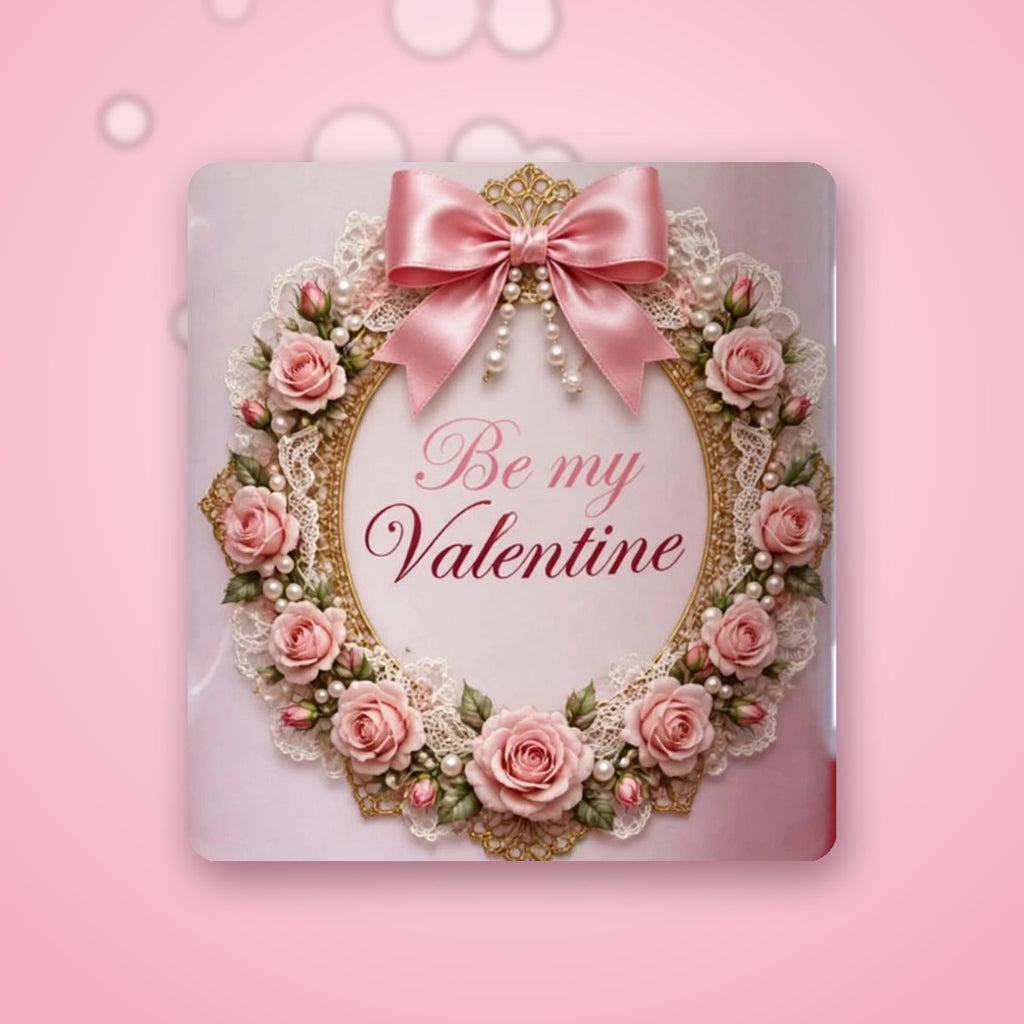Be My Valentine Rose Wreath Heart Handle Mug