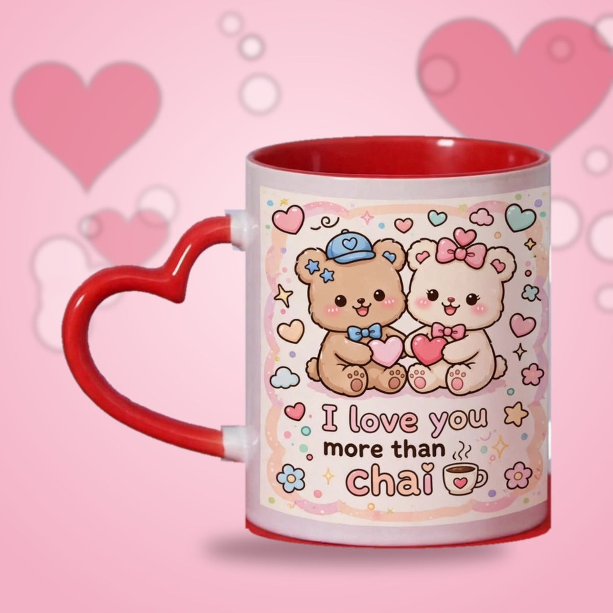 I Love You More Than Chai Heart Handle Mug