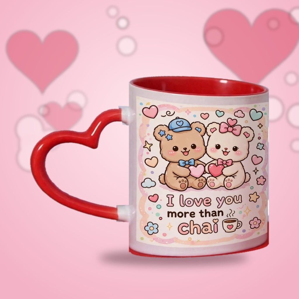 I Love You More Than Chai Heart Handle Mug