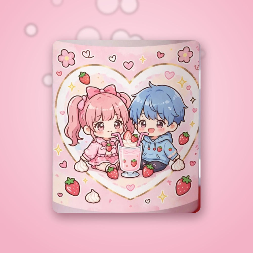 Strawberry Milkshake Couple Heart Handle Mug