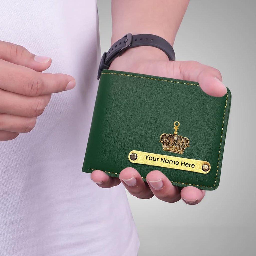 Personalised Men's Wallet with Name Strip & Charm