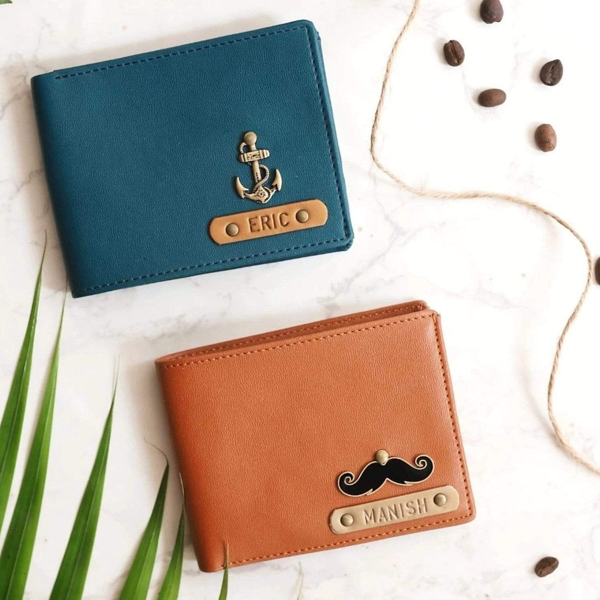 Personalised Men's Wallet with Name Strip & Charm