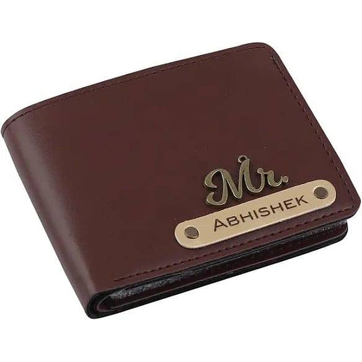 Personalised Men's Wallet with Name Strip & Charm