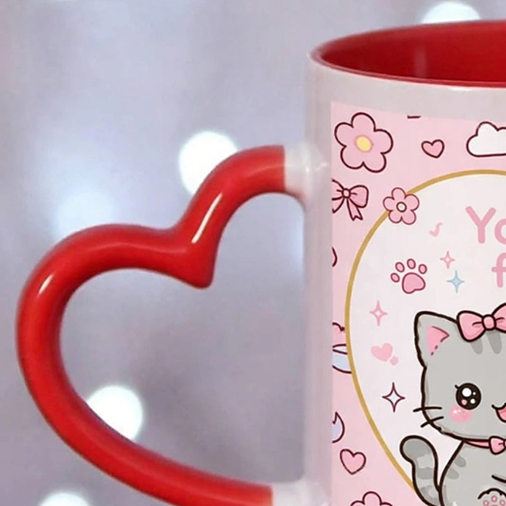 You & Me Forever Kitty Couple Heart Handle Mug