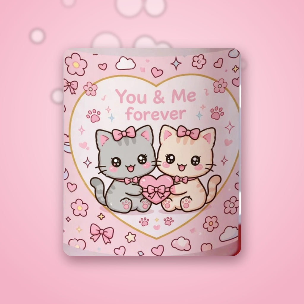 You & Me Forever Kitty Couple Heart Handle Mug